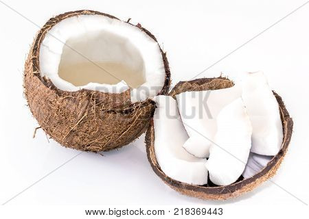 Coconut Slice Isolated On The White Background.