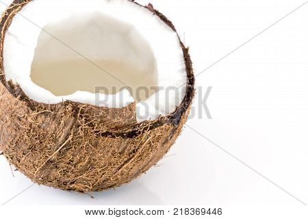 Coconut Slice Isolated On The White Background.