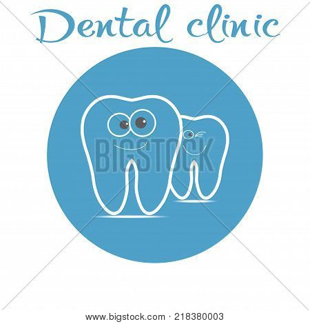 Dental clinic vector logo with smiling teeth on a blue background
