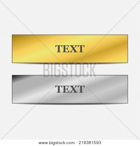 Set of gold and metal banners with shadow. Blank for text. Vector illustration.