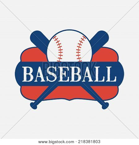Baseball sport logo design with a baseball-bat and baseball ball. Design clothes, t-shirts. Vector illustration.