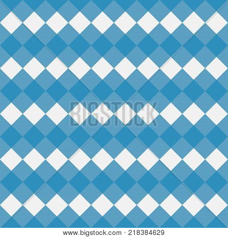 Blue Gingham seamless pattern. Texture from rhombi squares for - plaid, tablecloths, clothes, shirts, dresses, paper, bedding, blankets, quilts and other textile products. Vector illustration.