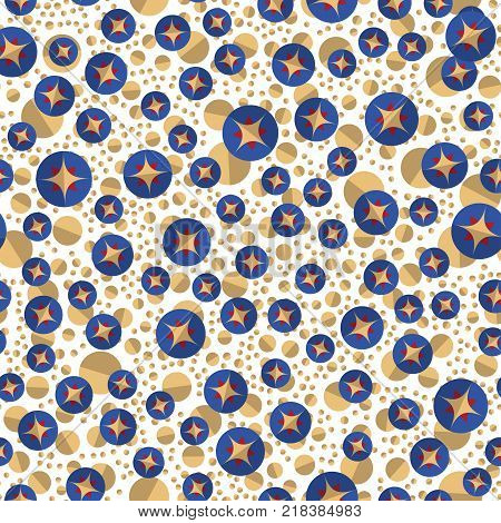 Vector seamless pattern with stars and planets.