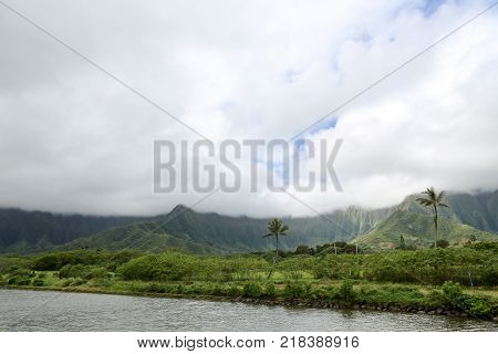 Looking At Manamana Ridge From Kahana Bay