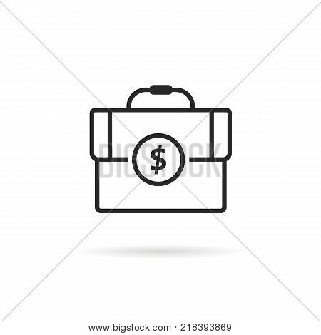 black thin line finance briefcase icon. concept of commerce accounting with dividend or marketing assessment. flat linear style trend modern logotype graphic art design isolated on white background