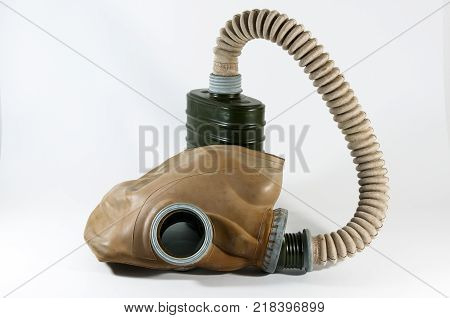 Vintage European gas mask isolated on white