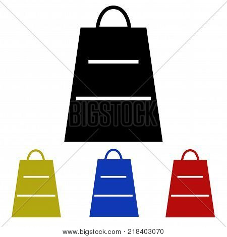 Shopping bag glyph icon. Four color options