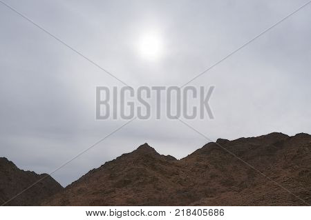 Wadi Shahamon in Eilat, South Israel, gloomy cloudy day