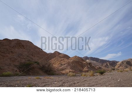 Wadi Shahamon in Eilat, South Israel, sunny day