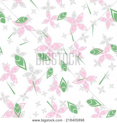 Spring vector seamless pattern of floral elements.