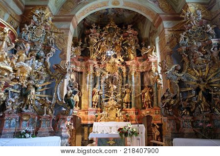BELEC, CROATIA - JULY 09: The Baroque Church of Our Lady of the Snow in Belec, Croatia on July 09, 2016.