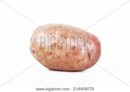 Big whole potato on isolated white studio background. Closeup photo. Clipping path. Easy to use. White background. Cutout cut out.