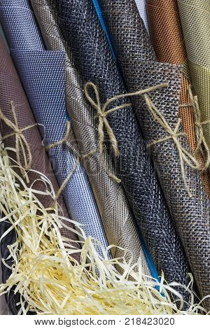 Rolls of wrapping paper binding with rope