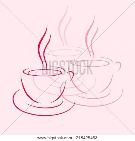 Coffee cup logo red design. Icon on red background