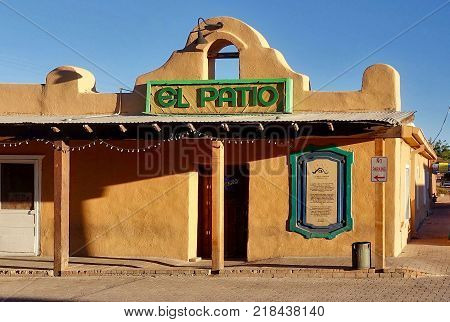 Mesilla, USA, 2017.10.23: An adobe style building in Mesilla in the USA.