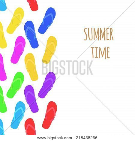 Summer time. Slippers on white. Banner. Vector illustration