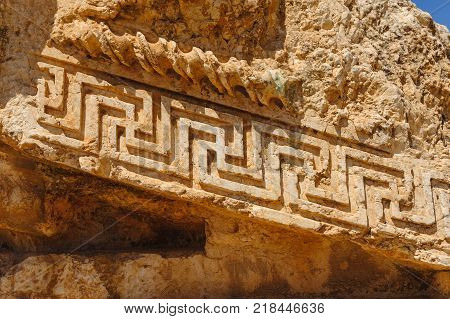 Baalbek Ancient city in Lebanon.Heliopolis temple complex.near the border with Syria.remains