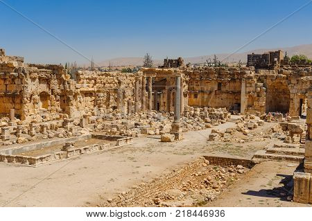 Baalbek Ancient city in Lebanon.Heliopolis temple complex.near the border with Syria.remains