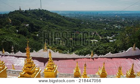 Mount Popa, Holy mountain for burmese people with lots of temples on the top. Located in southeast of Bagan Mandalay Region of Myanmar.