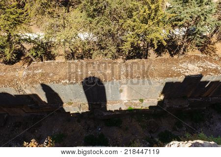 foundation Baalbek Ancient city in Lebanon.Heliopolis temple complex.near the border with Syria.remains