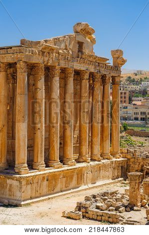 Baalbek Ancient city in Lebanon.Heliopolis temple complex.near the border with Syria.remains