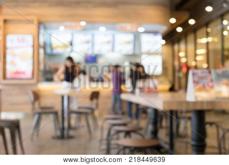 Fast Food Resturant Blue Background with Bokeh