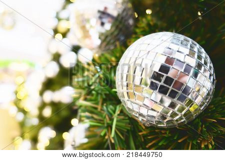 Closeup of Christmas tree background Celetrate Merry Christmas concept