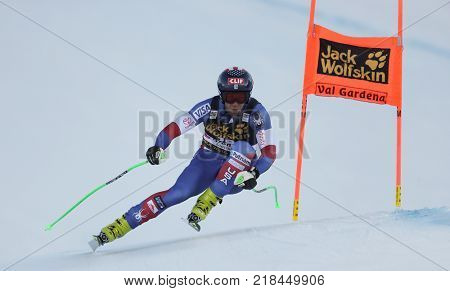 VAL GARDENA, ITALY - DECEMBER 14: Steven Nyman of The USA races down the Saslong course during the Audi FIS Alpine Ski World Cup Men's Downhill training on December 14 2017 