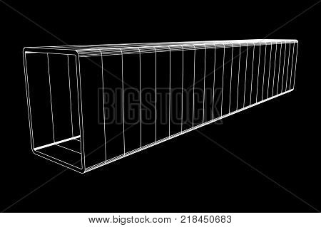 Wireframe low poly mesh construction metallurgy square tube profile symbol vector illustration