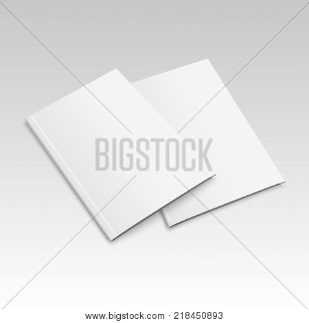 Realistic blank closed broshure mockup template. Vector.