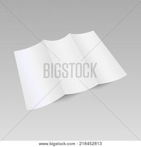 Threefold white template paper. Vector illustration with soft shadow