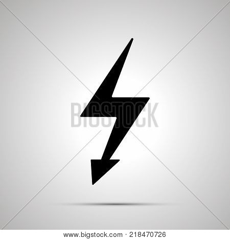 Electricity symbol, simple black power icon with shadow