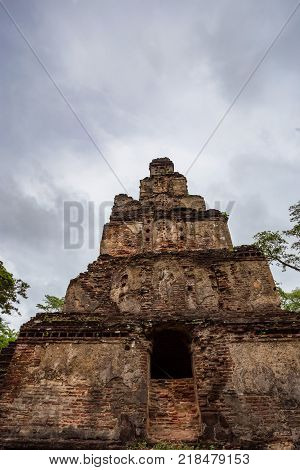 Satmahal Prasada is the seven storeyed edifice in Polonnaruwa ruins. Unesco world heritage on Sri Lanka.