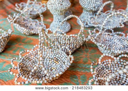 Exotic handmade crafted souvenirs of Vedda people tribe in Sri Lanka