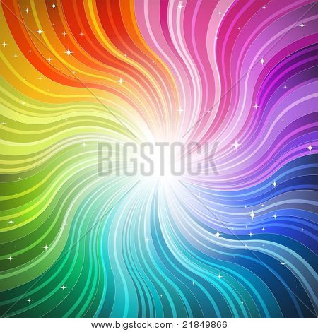 Sfondo arcobaleno-onda con stelle scintillanti