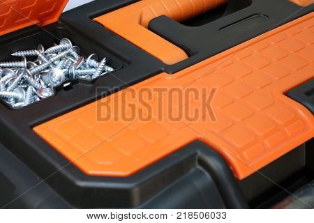 Tool box on a white background. Construction and repair.