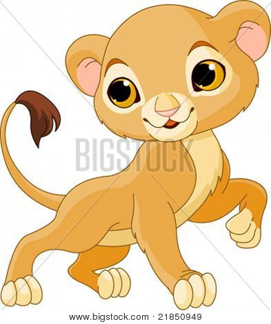 Dappere schattig Lion Cub voor een witte achtergrond