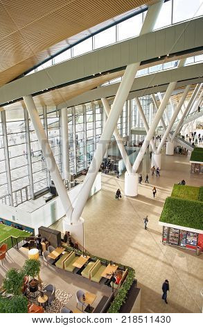 Rostov-on-DonRussia - December 162017: Airport Platov built for the FIFA World Cup in 2018. The passengers are preparing for flights