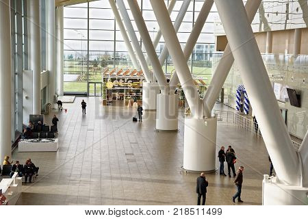Rostov-on-DonRussia - December 162017: Airport Platov built for the FIFA World Cup in 2018. The passengers are preparing for flights