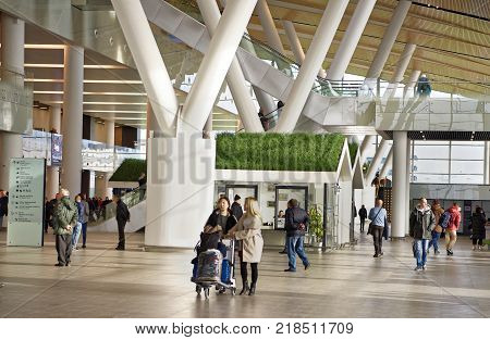 Rostov-on-DonRussia - December 162017: Airport Platov built for the FIFA World Cup in 2018. The passengers are preparing for flights