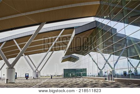 Rostov-on-DonRussia - December 162017: Airport Platov built for the FIFA World Cup in 2018. The passengers are preparing for flights