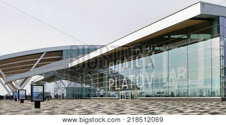 Rostov-on-DonRussia - December 162017: Airport Platov built for the FIFA World Cup 2018. Passengers are traveling at the airport