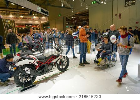 MILAN, ITALY - NOVEMBER 11, 2017: motorcycles on display at EICMA 2017 - 75th International Motorcycle Exhibition