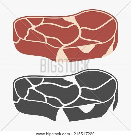 Set of Steak meat icons. Vector illustration.