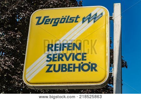 WETZLAR GERMANY AUGUST 2017: VERGOELST CAR Servce chain sign. VERGOELST is based in Hannover Niedersachsen.