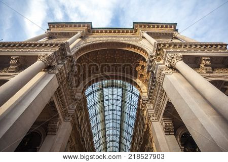 Interer Of Gallery Vittorio Emanuele Ii In Square Of Duomo In Milan,  Italy.