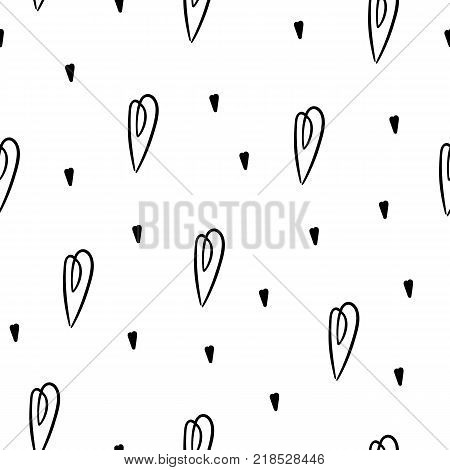 Graphic cute hearts seamless pattern. Hand drawn ornament for wrapping paper. Decorative pattern for banners flayers cards and posters for invitation on weddings. Vector illustration eps 10