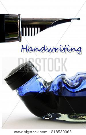 Fountain pen and ink bottle - Handwriting