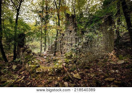 Montecatini Val Di Cecina, Pisa, Italy - November 7, 2017: It Is An Itinerary In The Monterufoli Nat