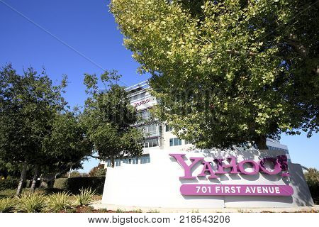 Sunnyvale City, USA - Nov 24, 2008: Empty Yahoo headerquarter campus during week end in Sunnyvale City, USA, on Nov 24, 2008.